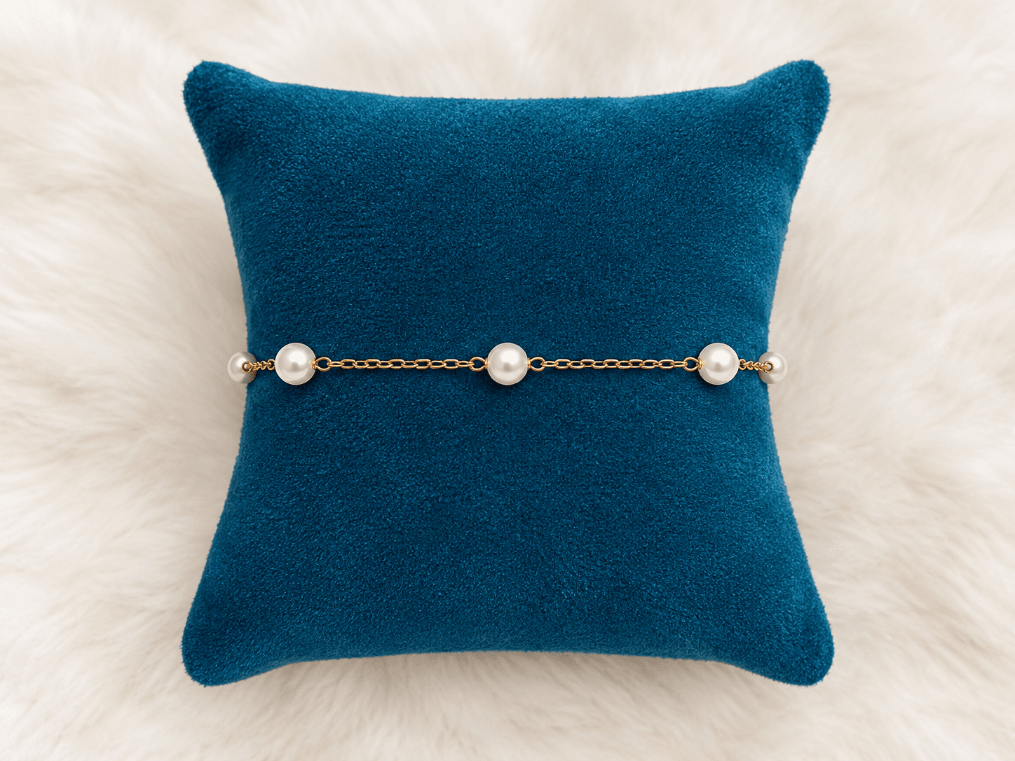 Golden Pearl Station Chain Bracelet