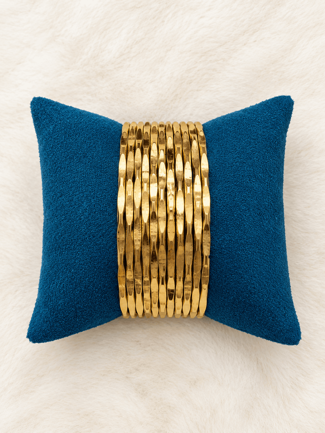 Textured Gold Wave Bangle Set