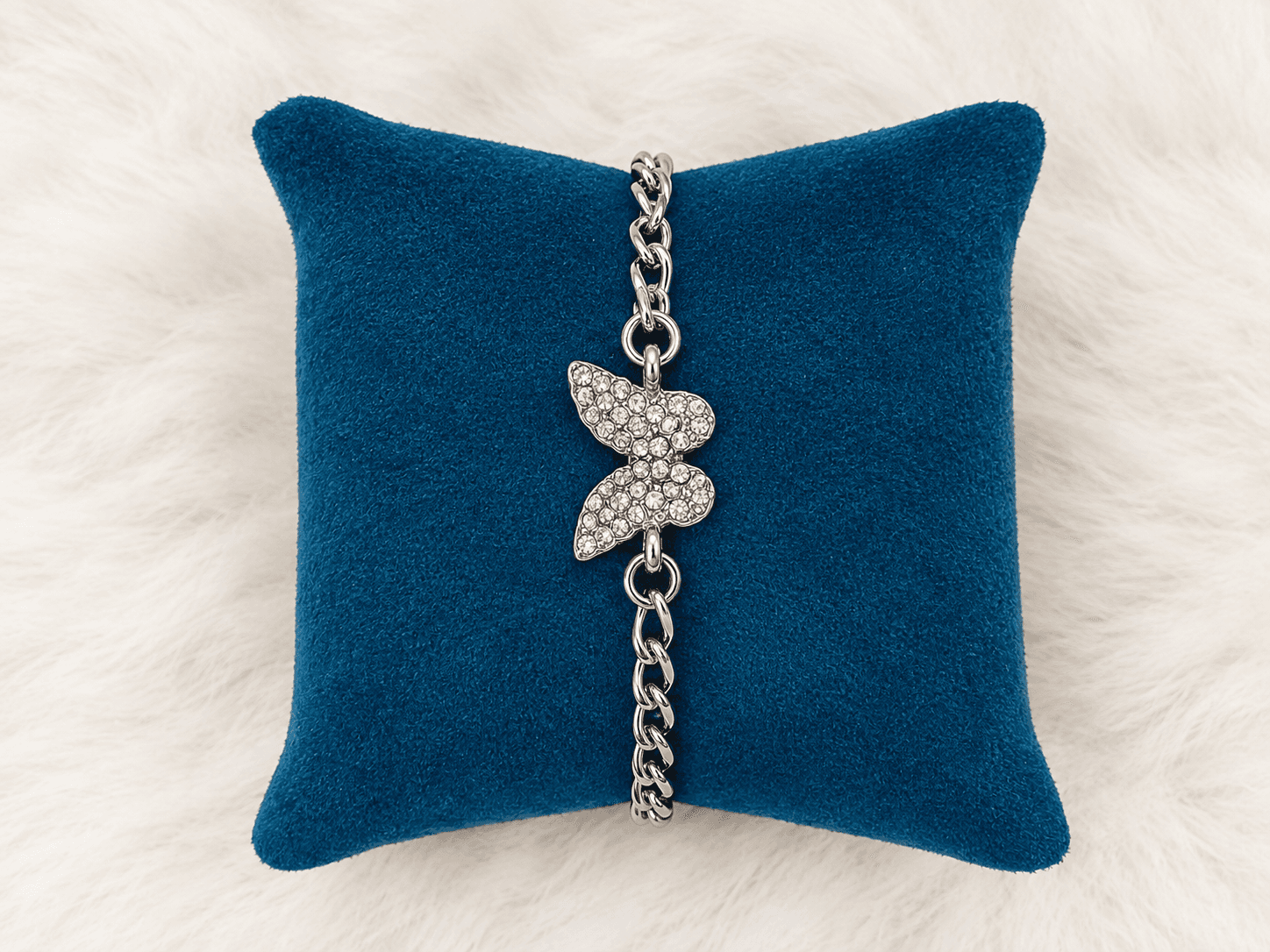 parkling Crystal Butterfly Curb Chain Bracelet