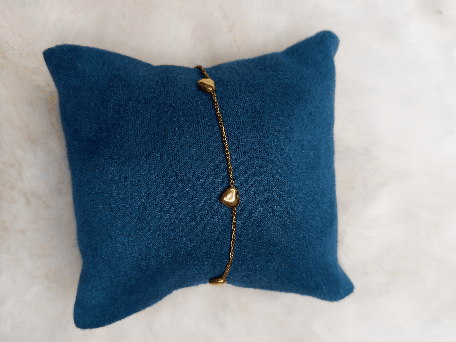 Golden Puffy Heart Station Bracelet