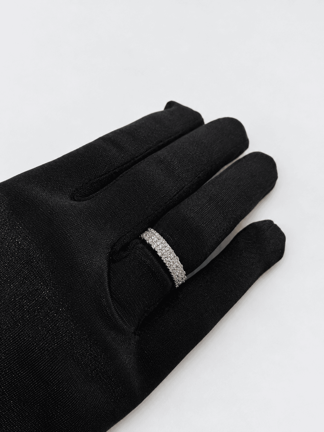 Three-Row Pave Crystal Gold Eternity Band(Adjustable)
