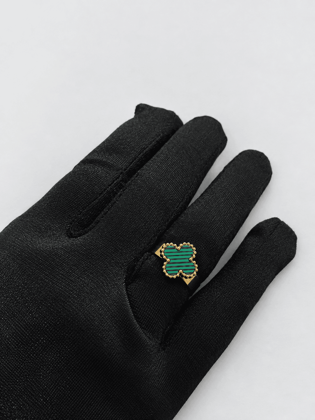 Green Malachite Clover Gold Ring(Adjustable)