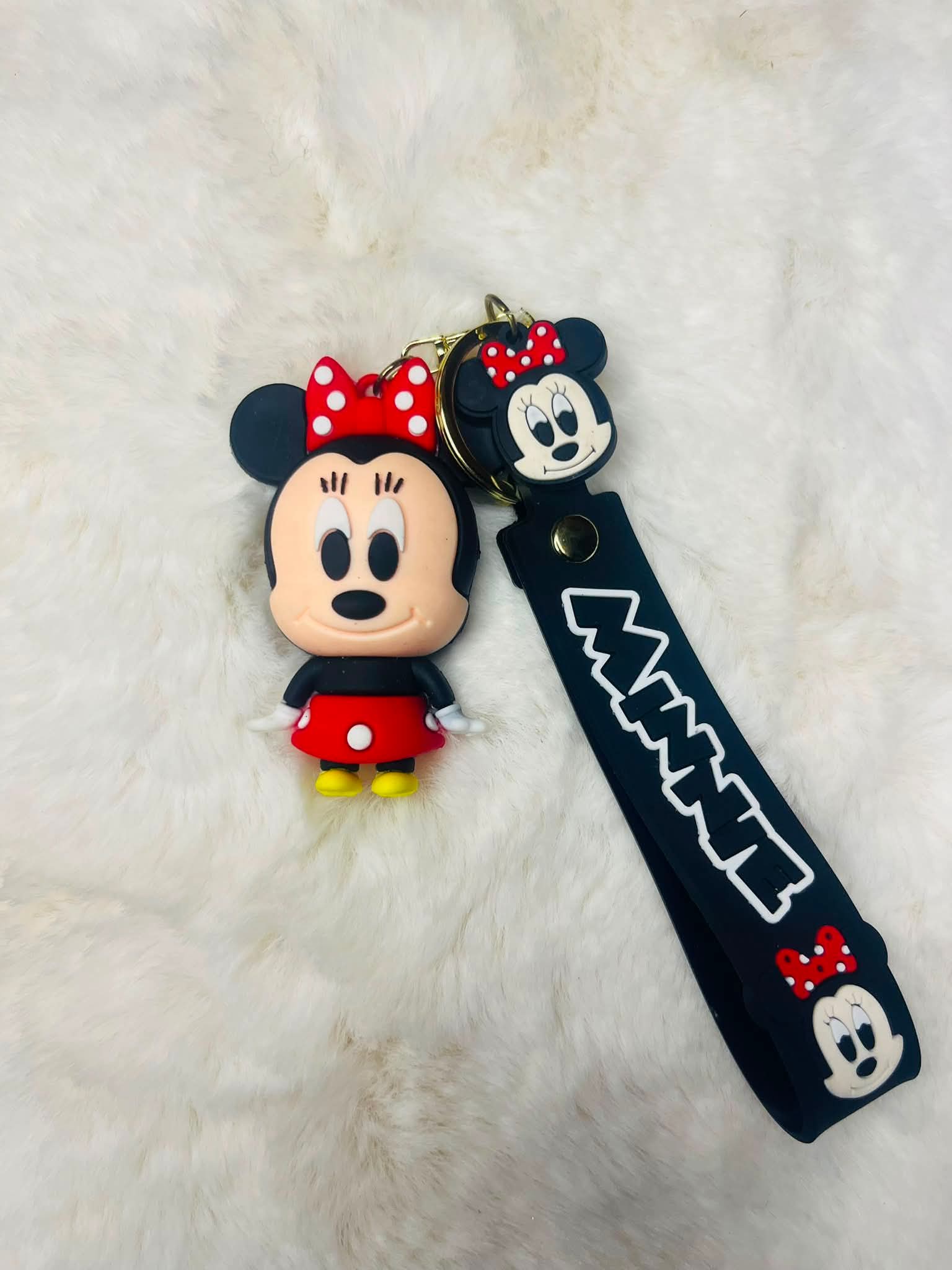 Classic Minnie Mouse 3D Silicone Keychain with Wrist Strap